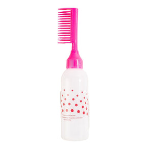 Garrafa de cabelo vazio com pincel aplicador.